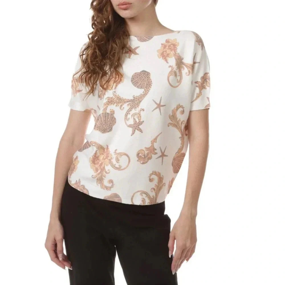 Vila Milano Sioni Sea Flourish Stud Accent Dolman Top - Size XS‎ - Cream - NWT